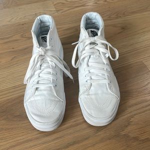 High top white vans, size US womens 8